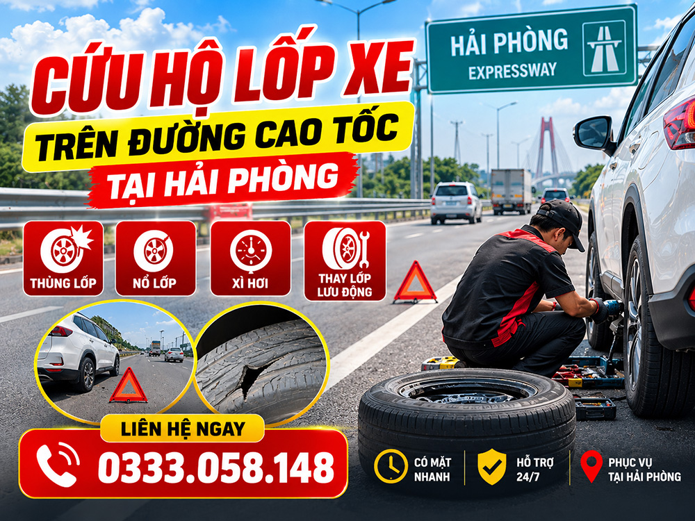 Cứu hộ lốp xe trên đường cao tốc tại Hải Phòng