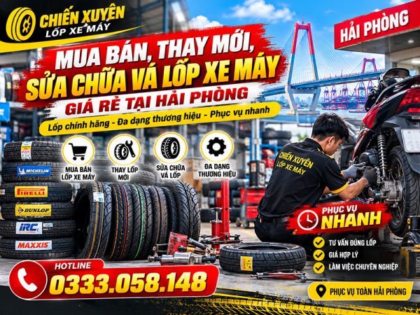 Mua bán, thay mới, sửa chữa vá lốp xe máy giá rẻ tại Hải Phòng